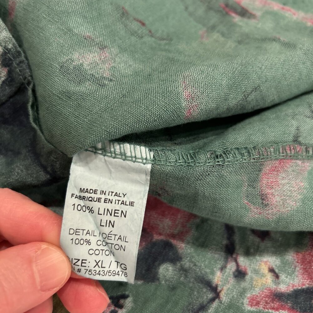 Bellambra Linen Midi Dress XL Green Floral Cottagecore Fairycore Coastal Beach - Picture 7 of 9